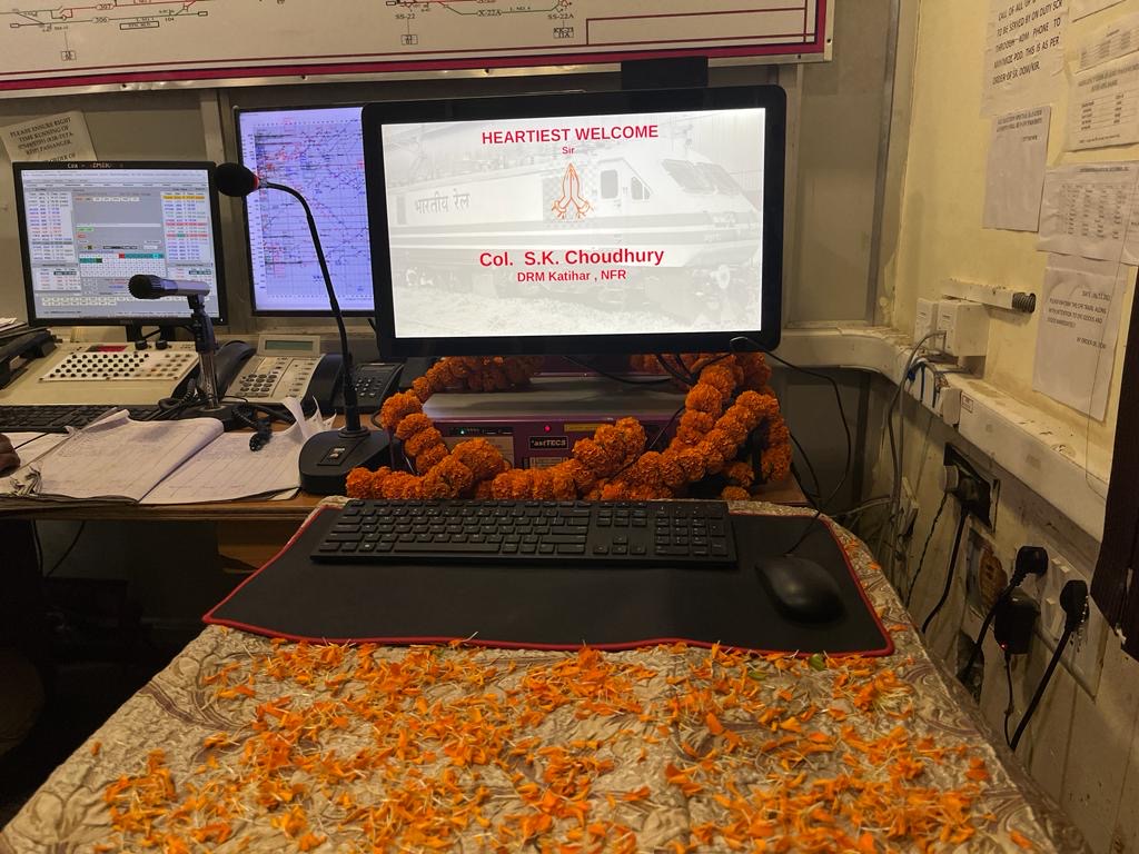 Railway control room console at commissioning